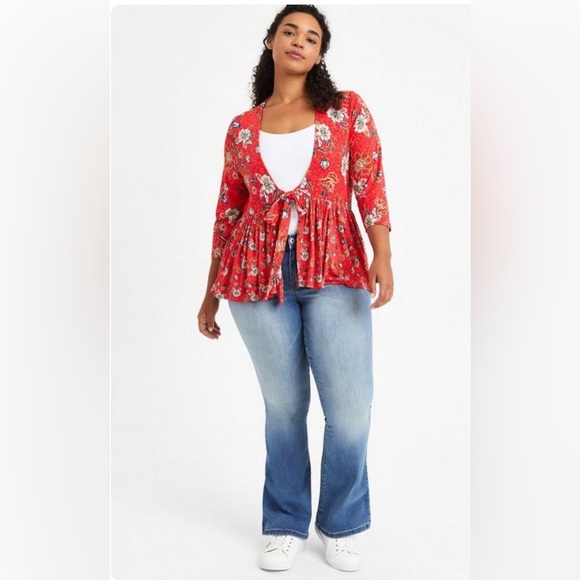 torrid Tops - Torrid knit babydoll floral knit jacket cardigan